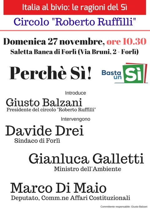 Referendum: il ministro dell’Ambiente Galletti a Forlì a sostegno del Sì