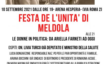 Festa de L’Unità di Meldola all’Arena Hesperia, nel ricordo di Ariella Farneti: ospite Livia Turco