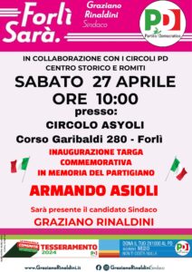Inaugurazione della targa in memoria di Armando Asioli @ Circolo Asioli
