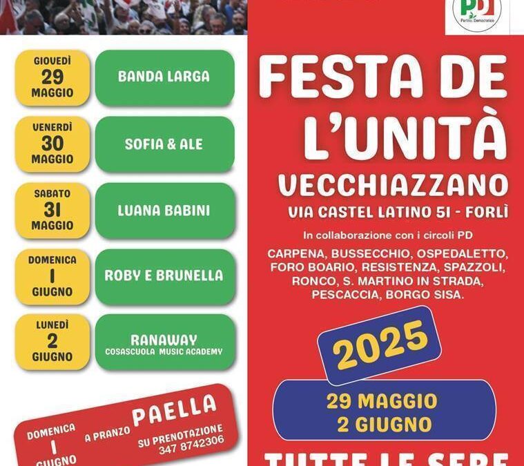 Festa de l’Unità Vecchiazzano dal 29 maggio al 2 giugno